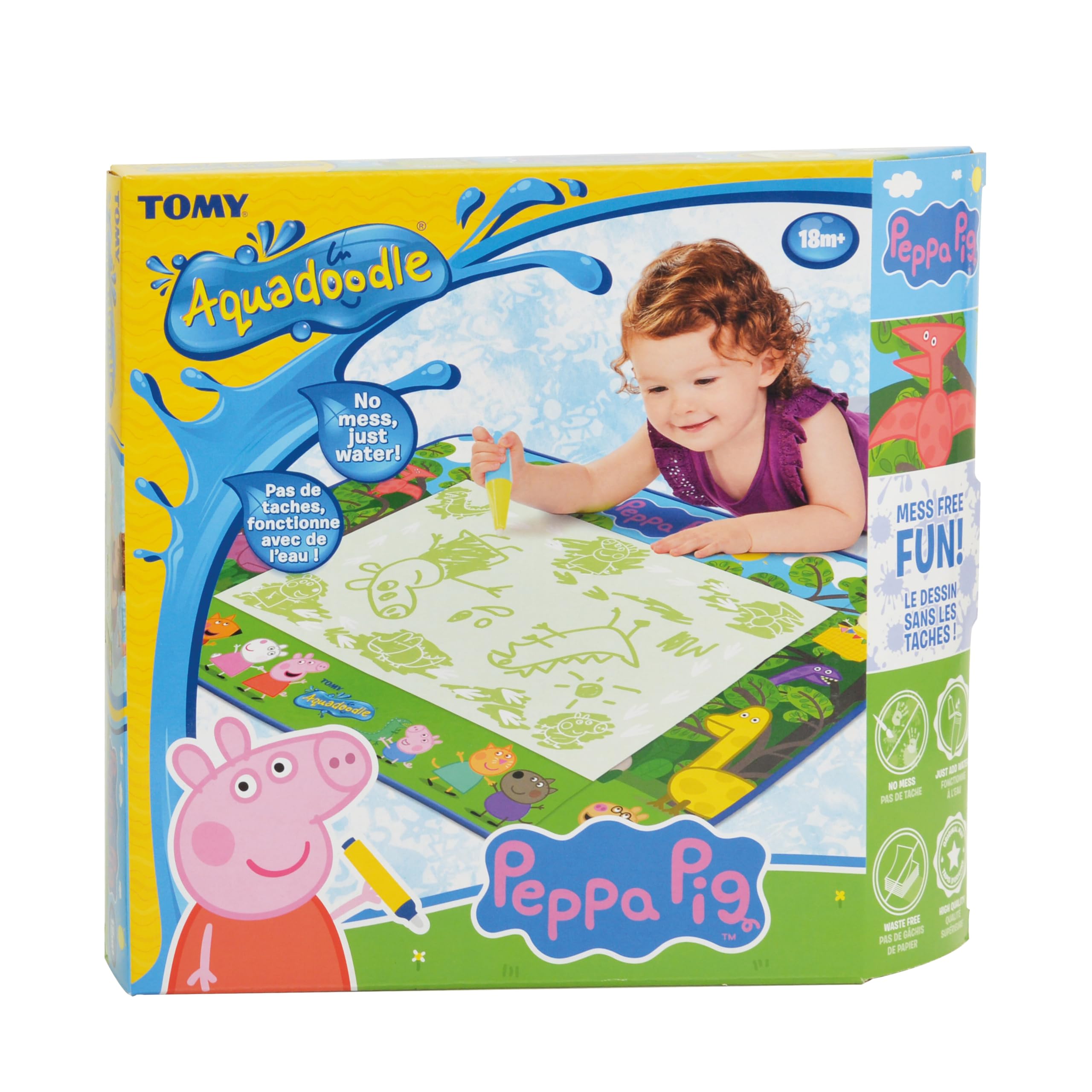 Aquadoodle Peppa Pig and Dinosaurs Water Doodle Mat - Aqua Doodle Pen and Water Play Mat for No Mess Colouring and Drawing - Educational Arts and Crafts Peppa Pig Toys - Toddler Toys 18 Months Plus