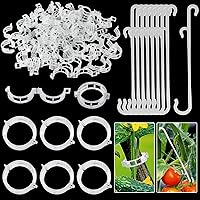 250 Pcs Tomato Clips, Plant Support Clips and J Tomato Hooks, Plastic Trellis Clips Vegetable Cages Vine Garden Clips for Tomato Cucumber Grape Melon - Makes Plants Grow Upright or Prevent Falling Off