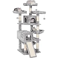 BEWISHOME 64.5inches Cat Tree Multi-Level Cat Tower for Indoor Cats with Scratching Posts, Board, Cozy Plush Perches Cat Condo for Large Cats Play House MMJ20L