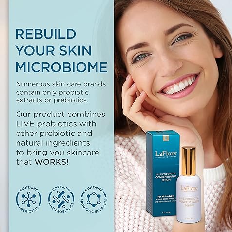 Live Probiotic Concentrated Serum for Brighter, Tighter Skin - Enriched with Live Probiotics + Soothing Vitamins, Minerals, & Peptides - Vegan, Cruelty-Free, All Skin Types