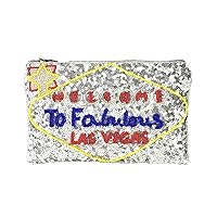 Viva Las Vegas Sequin Clutch Crossbody Bag, Silver