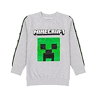 Minecraft Kids Sweatshirt Sequin Creeper TNT Grey Gamer Jumper Hoodie