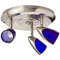 Jesco Lighting LT3138B-ST 3-Light Line Voltage Die Cast Fixture with Glass and 50W Built-in Electronic Transformer, Blue