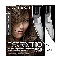 Nice'n Easy Perfect 10 Permanent Hair Dye, 6.5A Lightest Cool Brown Hair Color, Pack of 2