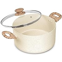MICHELANGELO 5 Quart Stock Pot with Lid, Nonstick Soup Pot with Lid, Induction Cooking Pot White Granite, Non Stick Pot with Stay-cool Handle, 5 Quart Nonstick Pot for Cooking