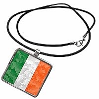 3dRose Belinha Fernandes - Saint Patrick Day - Irish flag made of shamrocks - Necklace With Rectangle Pendant (ncl_180264)