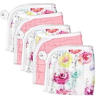 HonestBaby unisex baby Organic Cotton Washcloth Multi-Pack Winter Accessory Set, 5-Pack Rose Blossom/Pink, One Size US