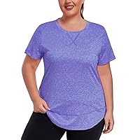 ForHailey Women's Plus Size Workout Tops Short Sleeve Loose fit Shirts Athletic Gym Yoga Clothing