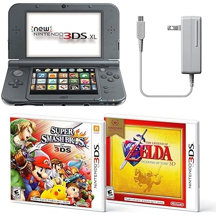 Black Nintendo 3DS XL Bundle Nintendo, AC Adapter, and Two Full Games 3D Mode (Ages 7+ Years)