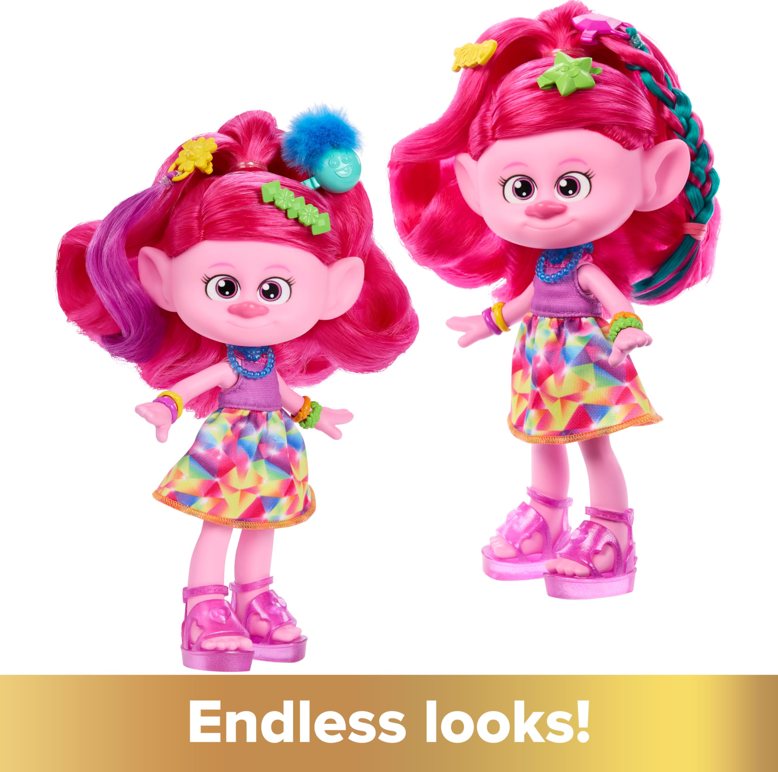 Mattel Trolls Band Together Doll & 15+ Accessories, Hair-tastic Queen Poppy Fashion Doll with Glitter Comb