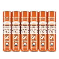 Dr. Bronner's - Organic Lip Balm (Orange Ginger, 15 Ounce, 6-Pack) - Made with Organic Beeswax and Avocado Oil, For Dry Lips, Hands, Chin or Cheeks, Jojoba Oil for Added Moisture, Cooling