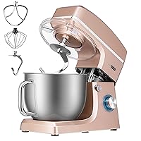 VIVOHOME 7.5 Quart Stand Mixer, 660W 6-Speed Tilt-Head Kitchen Electric Food Mixer with Beater, Dough Hook, Wire Whip, and Egg Separator, Champagne