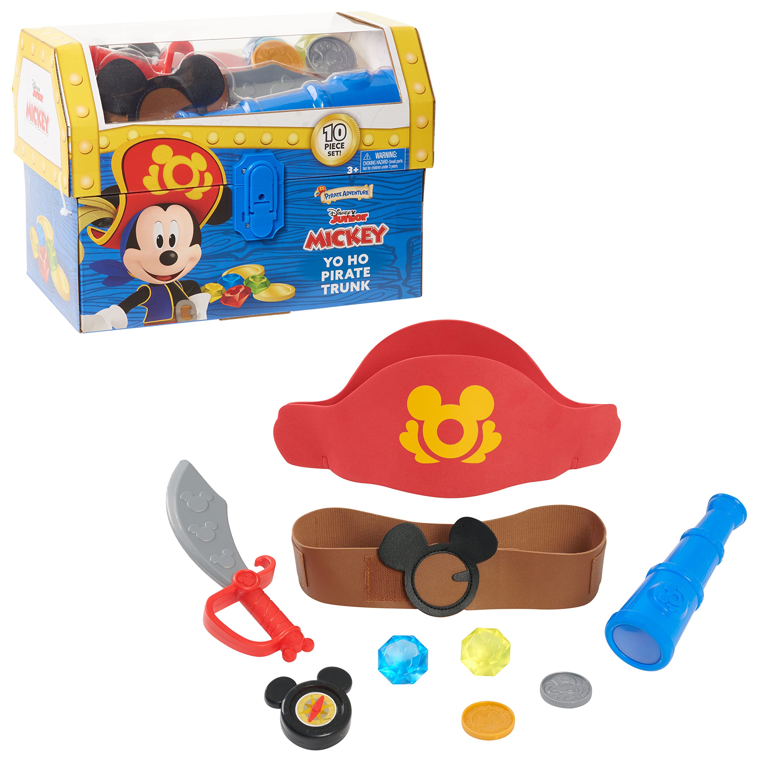 Disney Junior Mickey Mouse Funhouse Yo-Ho Pirate Trunk, Dress Up and Pretend Play, Officially Licensed Kids Toys for Ages 3 Up, Gifts and Presents by Just Play