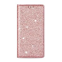 Flip Case for Samsung Galaxy S24ultra/S24plus/S24 Sparkle Glitter PU Leather Phone Cover with Card Slot Protective Case for Women Girls (S24plus,Gold)