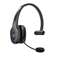 Bluetooth Headset, Trucker Bluetooth Headset with Microphone, 60 Hours Working Time Wireless on-Ear Headset for Computer Cell Phone Trucker Home Office Work (Black)