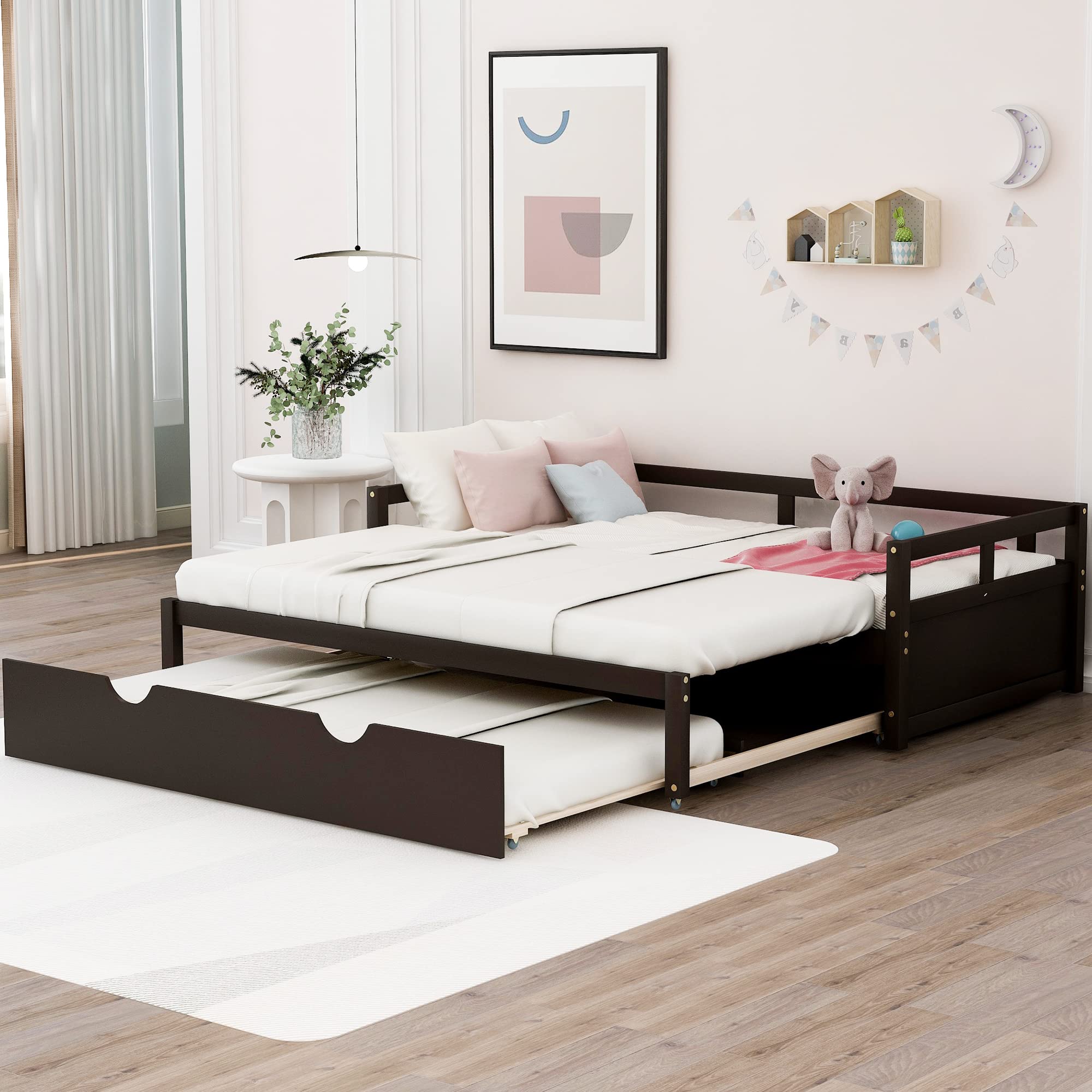 Mua Merax Espresso Wooden Triple Daybed With 2 Pop Up Trundle Twin To