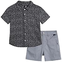 Volcom Baby Boys' Shorts Set - 2 Piece Short Sleeve Button Down Linen Shirt and Stretch Twill Shorts - Outfit for Baby Boys