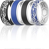 ThunderFit Silicone Wedding Rings for Men, Breathable Airflow Pattern - 9mm Wide - 2mm Thick