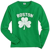 Threadrock Women's Boston Shamrock Irish Pride Long Sleeve T-Shirt