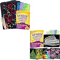 pigipigi 60 Pcs Magic Rainbow Scratch Paper and 50 Pcs 5 Background Colors Arts Craft Set