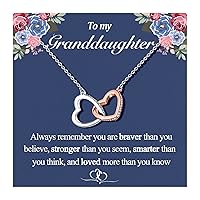 UNGENT THEM Interlocking Heart Necklace for Daughter Granddaughter from Mom Dad Grandma, Birthday Christmas Valentine's Day Gifts for Teen Girls Women