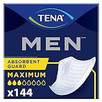 TENA Incontinence Guards for Men, Moderate Absorbency - 48 Count (Pack of 3), Total 144 Count