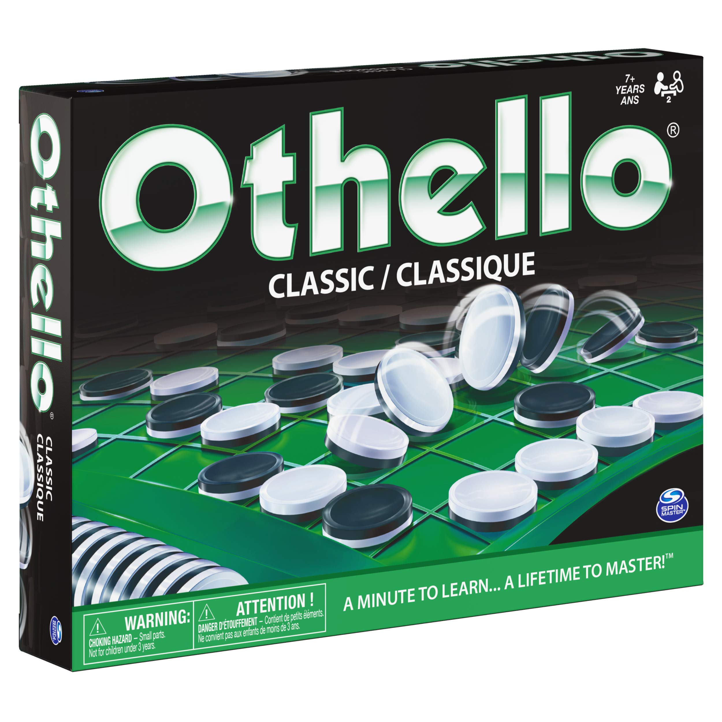 Spin Master Othello, Strategy Classic Family Board Game 2-Player Reversi Brain Teaser STEM Math Skills, for Adults and Kids Ages 7 and up