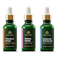 Tree of Life Vitamin C Serum, Retinol Serum and Hyaluronic Acid Serum for Brightening, Firming, and Hydrating for Face; Total Skin Reset Day & Night, 3 Count x 1 Fl Oz