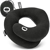 BCOZZY Neck Pillow for Travel Provides Double Support to The Head, Neck, and Chin in Any Sleeping Position on Flights, Car, and at Home, Comfortable Airplane Travel Pillow, Large, Black