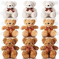 9 Pcs Mini Bear Toy Soft Stuffed Tiny Bear 8 Inch Bear Keychain Plush Cute Stuffed Animals Small Bear Party Favors for Birthday Wedding Party Decorations (Beige, Light Brown, Brown)