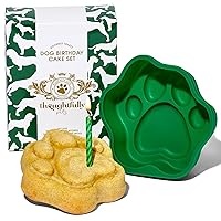 Thoughtfully Pets, Dog Birthday Cake Mix and Silicon Cake Mold, Peanut Butter Flavor Cake Mix and Paw-Shaped Mold, For All Dog Breeds and Sizes