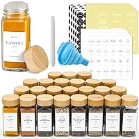 NETANY 36 Pcs Glass Spice Jars with Bamboo Lids, 4 oz Glass Jars with Minimalist Farmhouse Spice Labels Stickers, Collapsible Funnel, Seasoning Storage Bottles for Spice Rack, Cabinet, Drawer