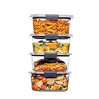 Rubbermaid Brilliance BPA Free Food Storage Containers with Lids, Airtight, for Lunch, Meal Prep, and Leftovers, Set of 4 (4.7 Cup)