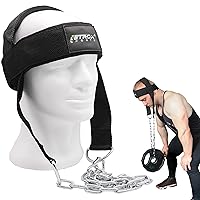 Netrox Sports® - Neck Trainer for Strengthening the Neck & Neck Area - Neck Harness with Adjustable Head Harness & 80 cm Steel Chain - for Bodybuilding, Strength Sports, Boxing, Weightlifting &