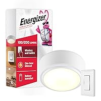 Energizer LED Ceiling Light Fixture, Battery Operated, Wireless Wall Switch Remote, 200 Lumens, Ceiling Light No Electricity, Perfect for Closets, Laundry Room, Garage, and More, 47485-T2
