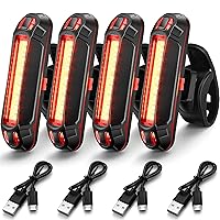 4 Pcs Bike Light USB Rechargeable Bike Tail Light Bike Headlight & Tail Light Set Ultra Bright Bicycle LED Safety Light Waterproof Cycling Taillight 7 Modes for Road Mountain Night Riding