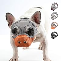 Short Snout Dog Muzzle, Breathable Mesh Anti Biting Chewing and Barking Muzzle for French Bulldogs Pitbulls Boxers Pug