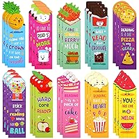 Scented Bookmarks Kids Scratch and Sniff Bookmarks Fruit Food Theme Bookmarks Sayings Bookmarks Assorted Scented Bookmarks Cute Bookmarks for Kids, Students, Teens, Food Lovers, 10 Styles (30 Pieces)