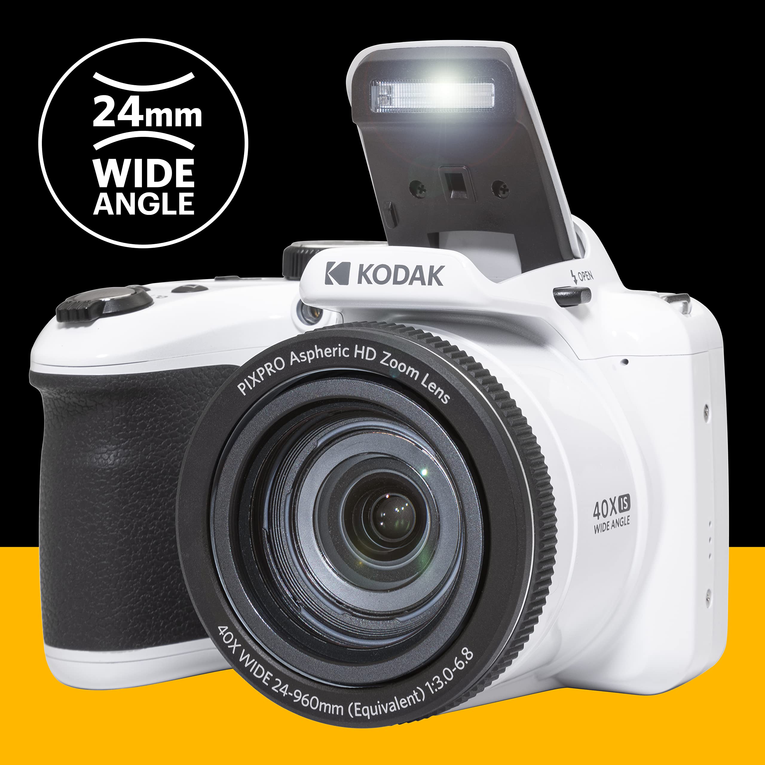 KODAK PIXPRO AZ405-WH 20MP Digital Camera 40X Optical Zoom 24mm Wide Angle Lens Optical Image Stabilization 1080P Full HD Video 3