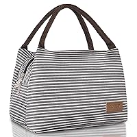 Buringer Insulated Lunch Bag Lunch Box for Women Men Adult Lunch Tote for Work Picnic Travel (Grey Stripes Large Size)