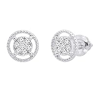 Dazzlingrock Collection 0.10 Carat (ctw) Round Lab Grown White Diamond Ladies Flower Cluster Stud Earring 1/10 CT, Available in 10K/14K/18K Gold & 925 Sterling Silver