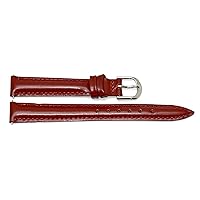 14mm Red Padded Stitched Genuine Leather Watch Band
