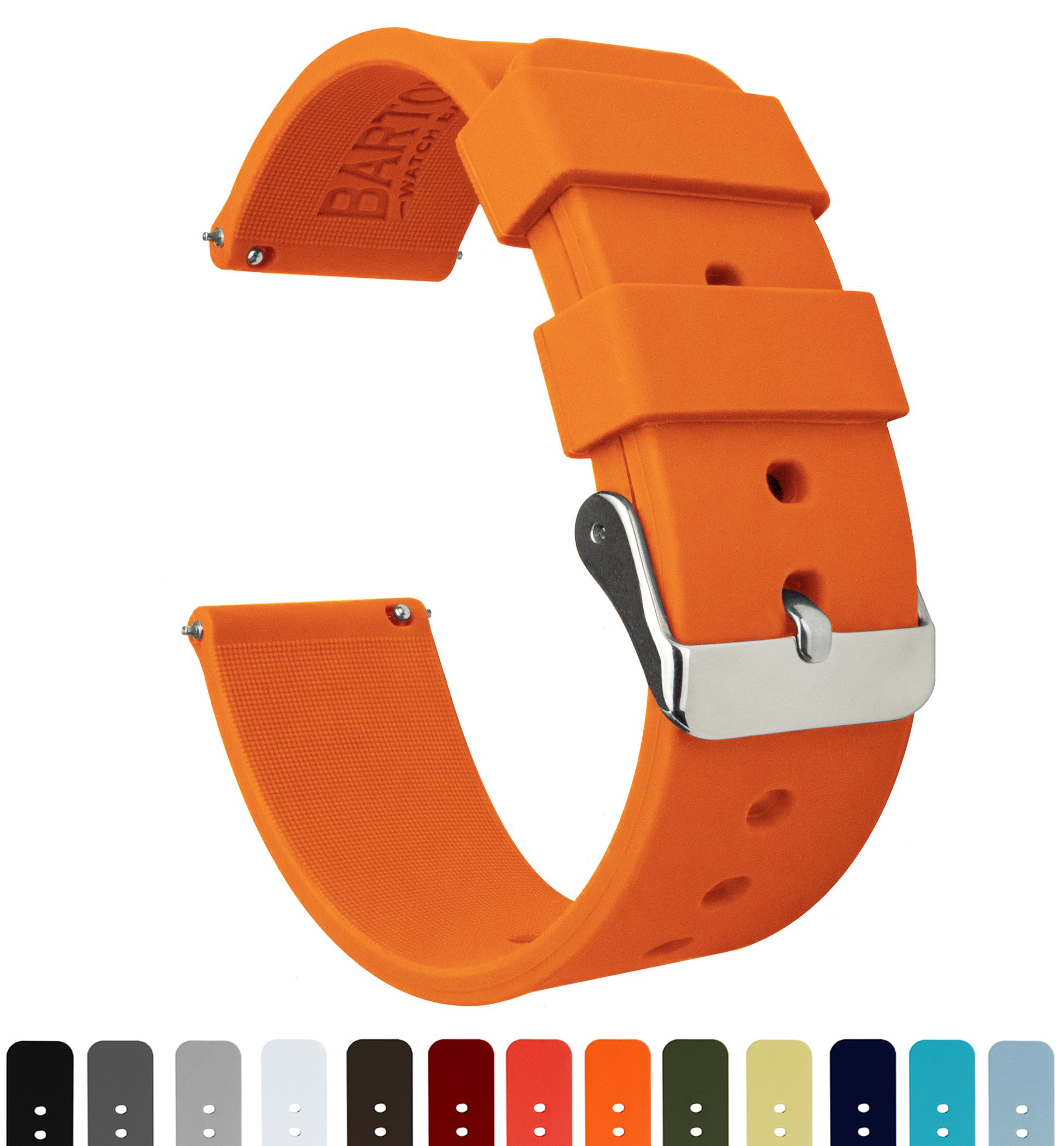 BARTON Watch Bands - Soft Silicone Quick Release Straps - Choose Color & Width - 16mm, 18mm, 20mm, 22mm, 24mm - Silky Soft Rubber Watch Bands