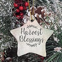 Personalized 3 Inch Harvest Blessings White Ceramic Ornament Holiday Decoration Wedding Ornament Christmas Ornament Birthday for Home Wall Decor Souvenir.