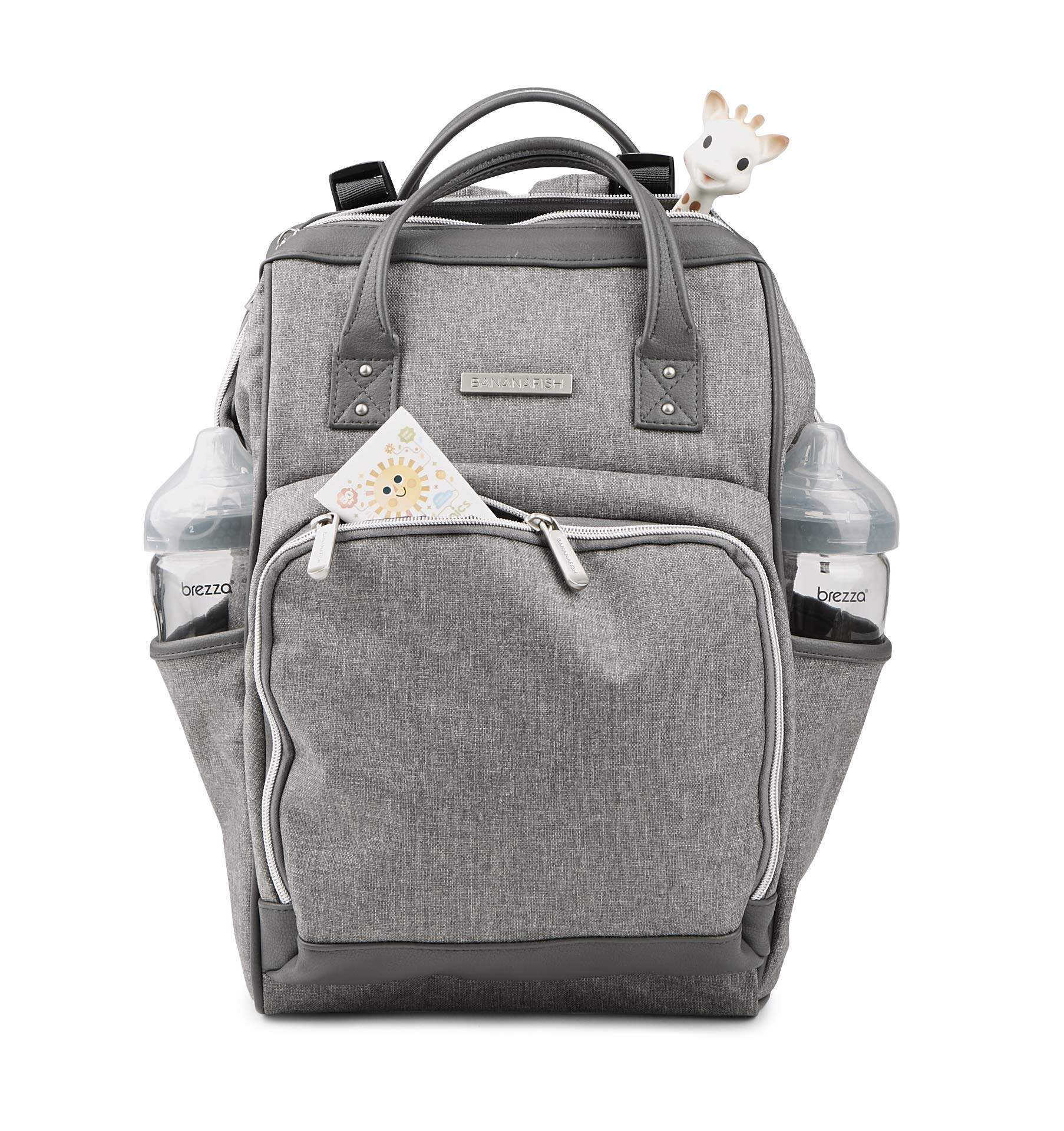 Multi-Function Design Nappy Bag for Baby Care or Travel - Carry or Wear as Backpack - Large Capacity in Trendy, Stylish Design, Light Grey