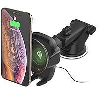 Auto Sense Qi Wireless Car Charger - Automatic Clamping Dashboard Phone Mount with Wireless Charging for Google Pixel, iPhone, Samsung Galaxy, Huawei, LG, and other Smartphones
