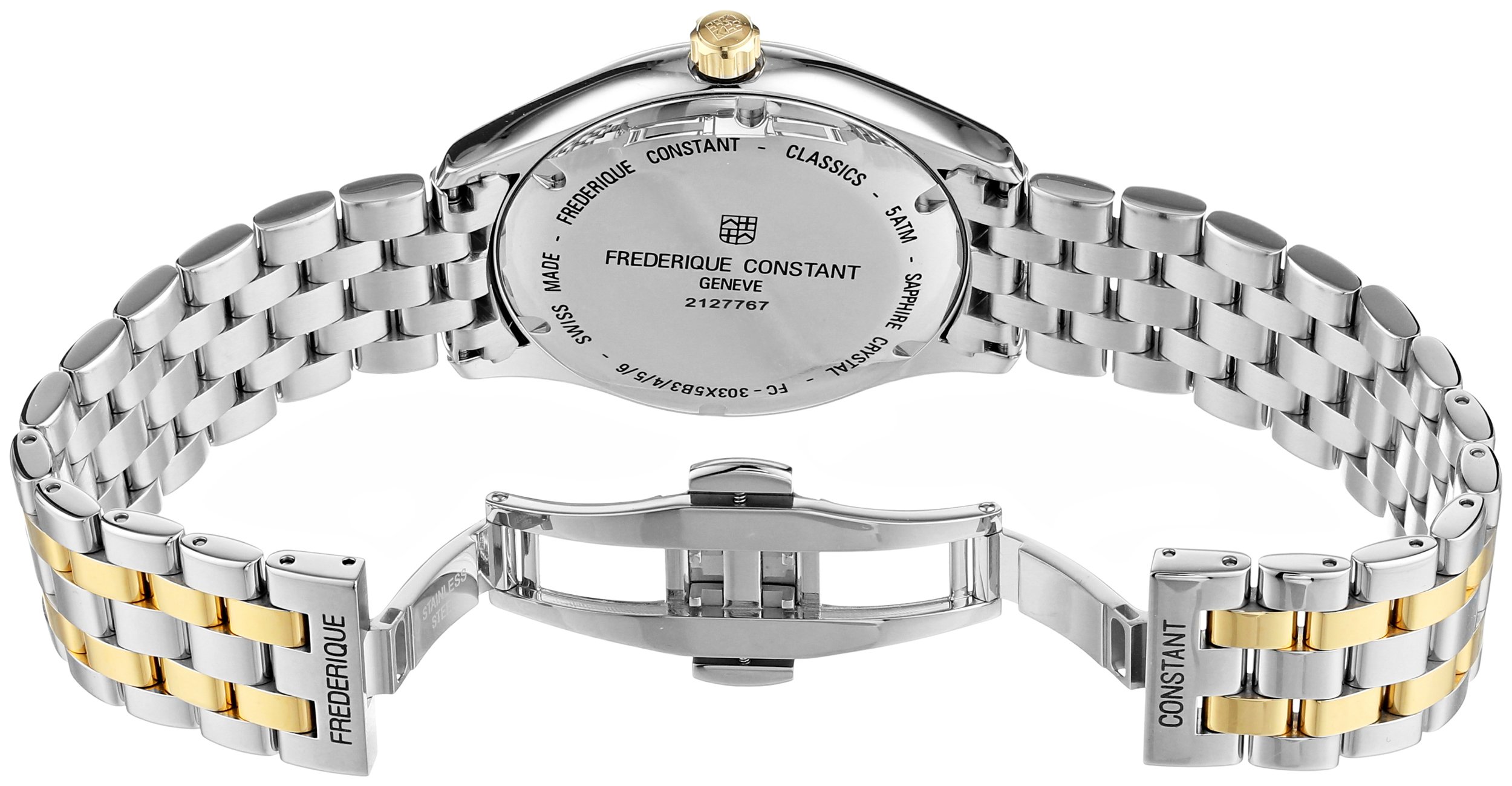 Frederique Constant Men's FC- 303WN5B3B 'Index' White Dial Two Tone Stainless Steel Swiss Automatic Watch