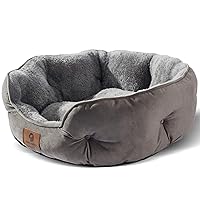 Small Dog Bed for Small Dogs, Cat Beds for Indoor Cats, Pet Bed for Puppy and Kitty, Extra Soft & Machine Washable with Anti-Slip & Water-Resistant Oxford Bottom, Grey, 20 inches