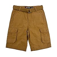 Southpole Boys' Belted Ripstop Cotton Basic Cargo Shorts