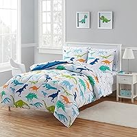 Kids Bedding Set Bed in a Bag for Boys and Girls Toddlers Printed Sheet Set and Comforter , Twin, Dinosaur